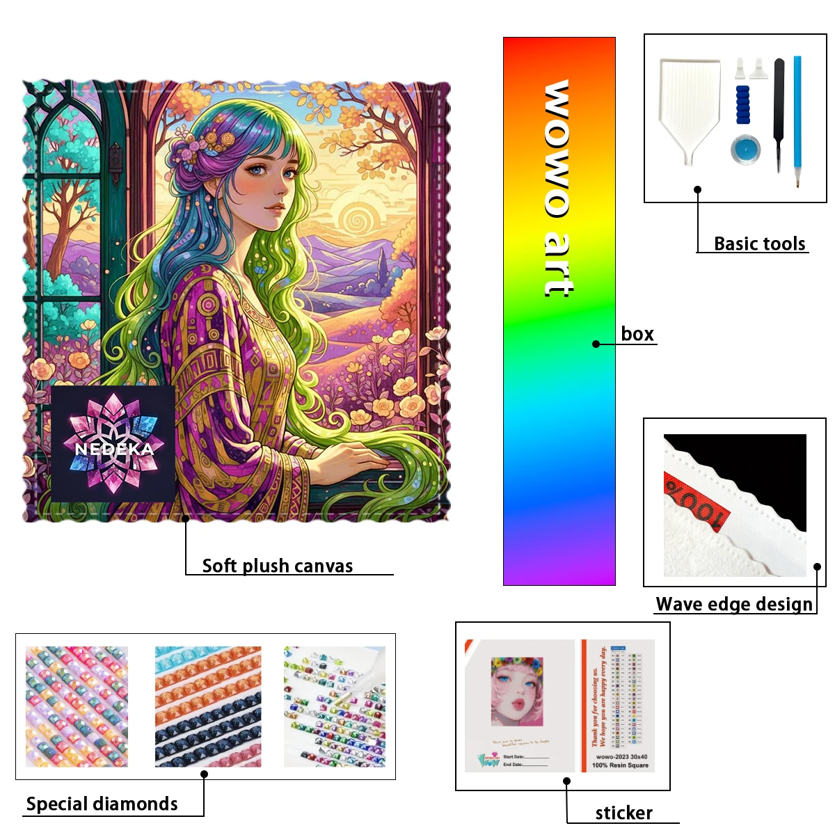 

【NEDEKA_ Diamond Art】The girl with green hair inside the window AB Rhinestone FD Rhinestone Perfect Resin Diamond