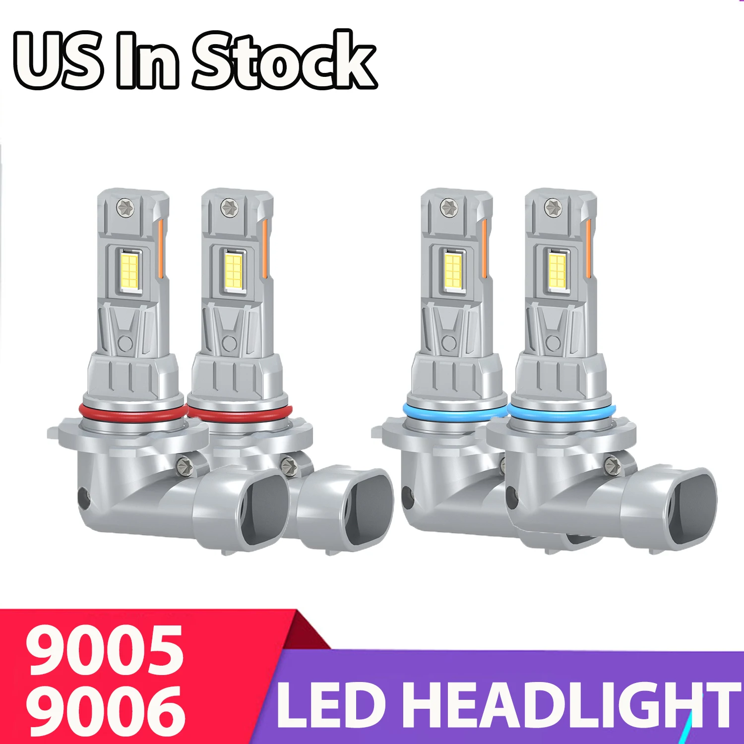 

roadsun 4pcs Ultra Bright Headlights 9005 9006 High&Low Beam 25000LM 6000K White Lamps 180 3570 CSP Chips 200W