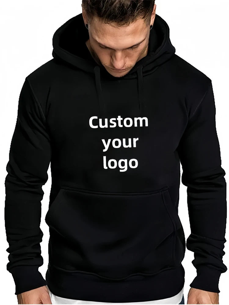 Men and Women DIY Printed Hooded Sweatshirt Loose Pullover Spring Autumn Winter Customize your logo Hoodie (S-5XL)