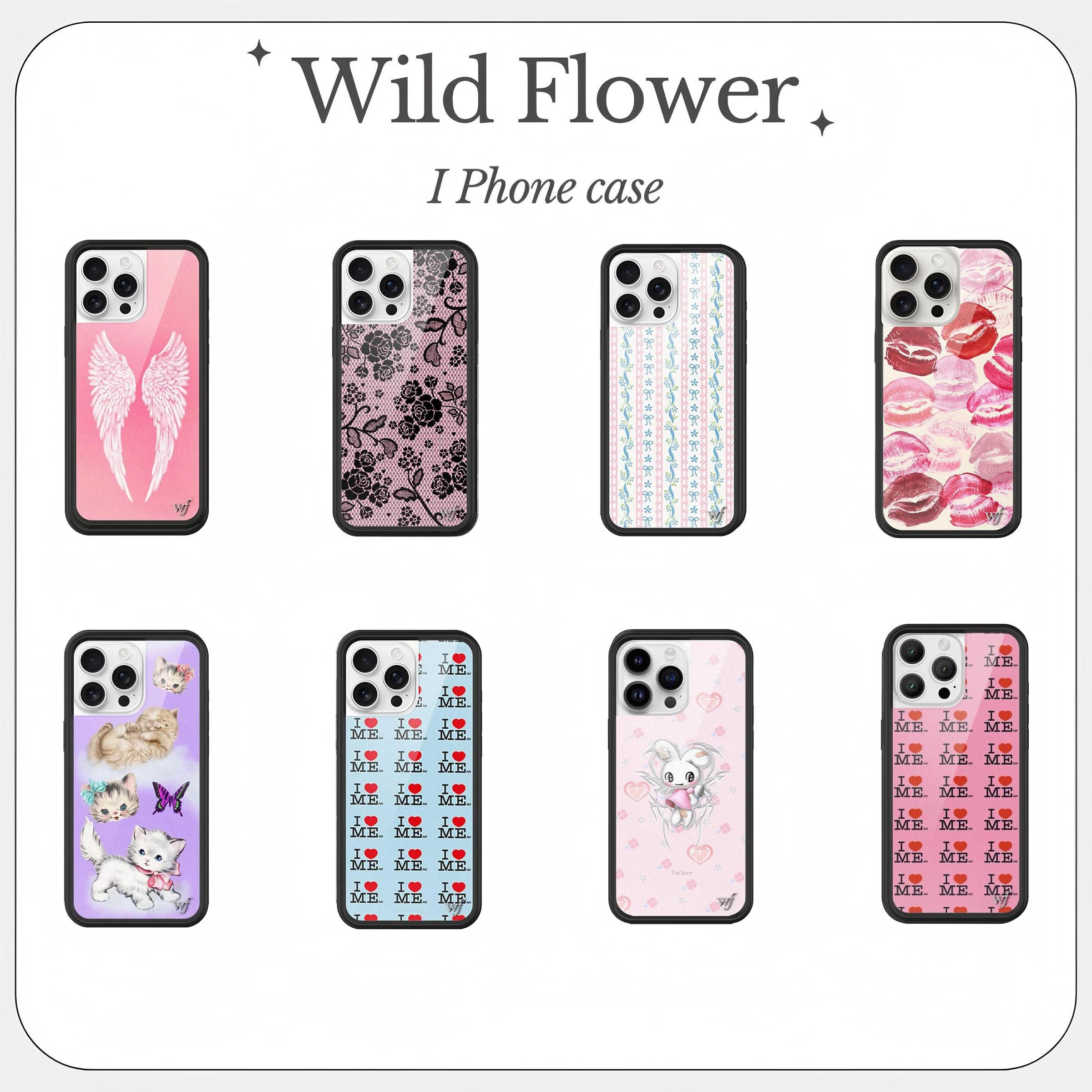 جديد 2025 زهرة برية لطيف خلفية جراب هاتف آيفون 16 15 14 13 12 برو ماكس زائد موضة الفتيات المقصورة غطاء مقاوم للصدمات