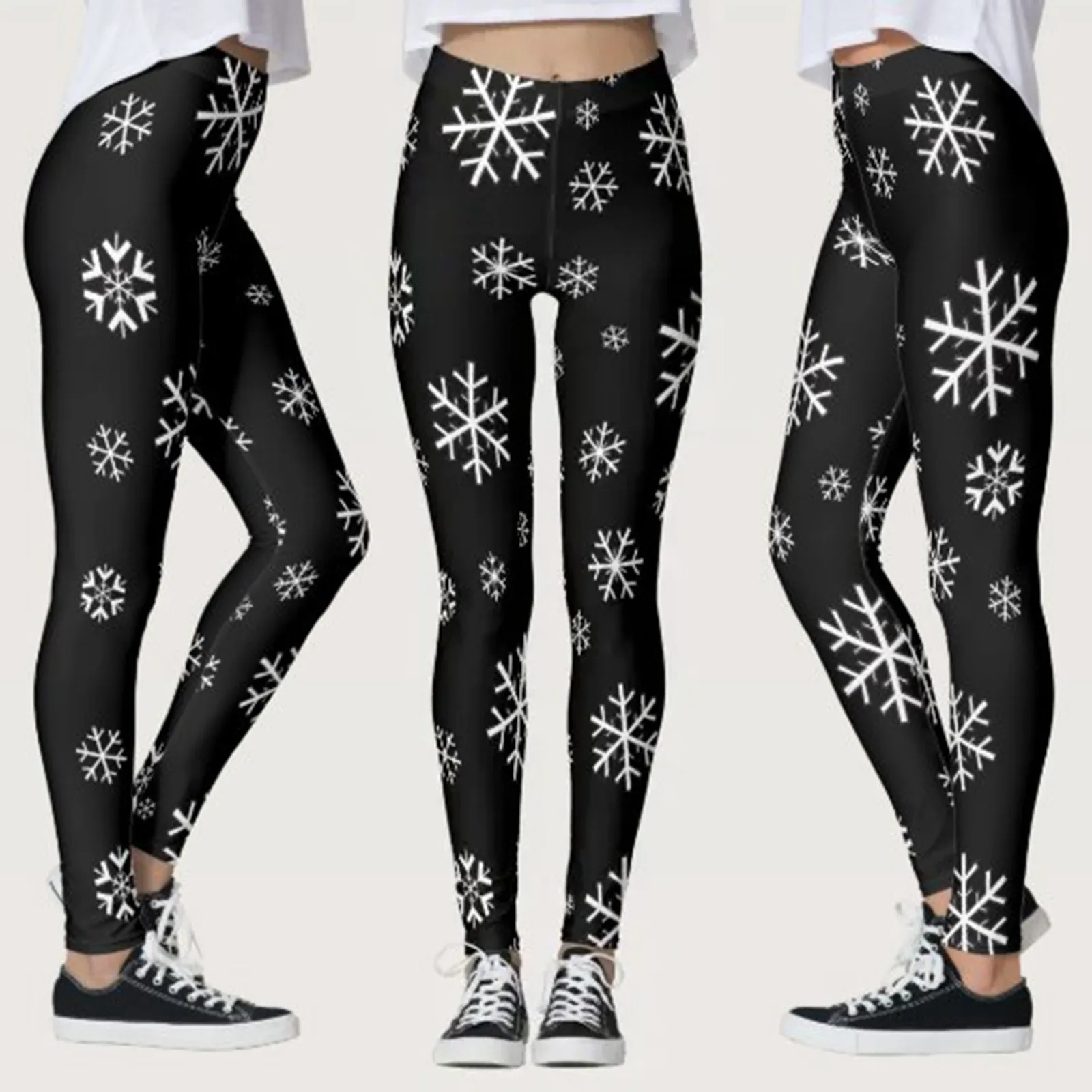 Leggings babbo natale pupazzo di neve per donna natale in esecuzione capodanno Fitness Bottoms natale capodanno imitazione pantaloni renne femminili