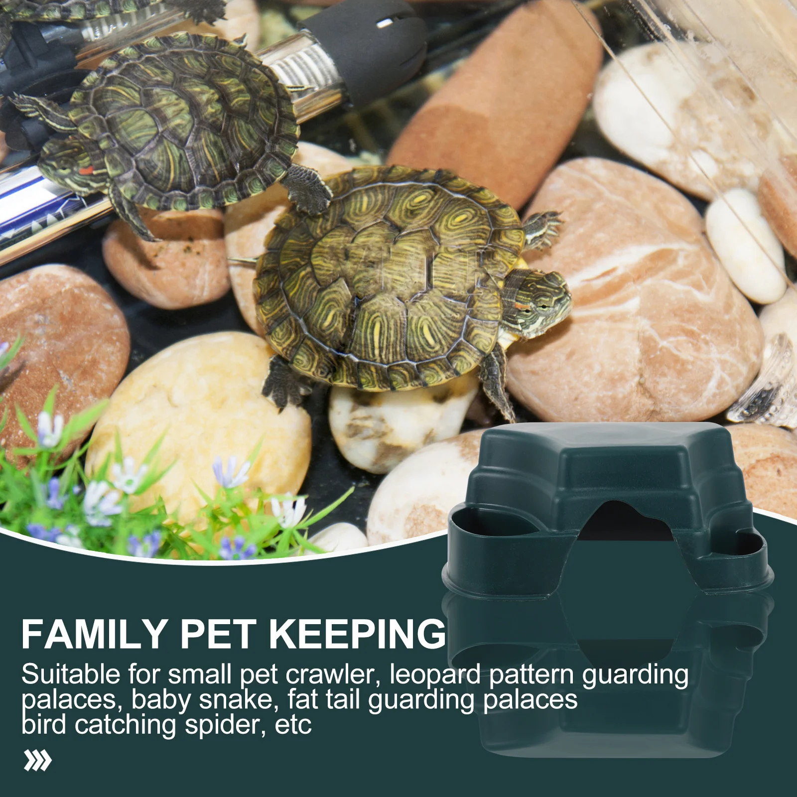 

2Pcs Reptile Hide Platform Tortoise Hide Cave Plastic Feeder Craft Adornment Durable Easy Maintain Plastic Reptile Feeder