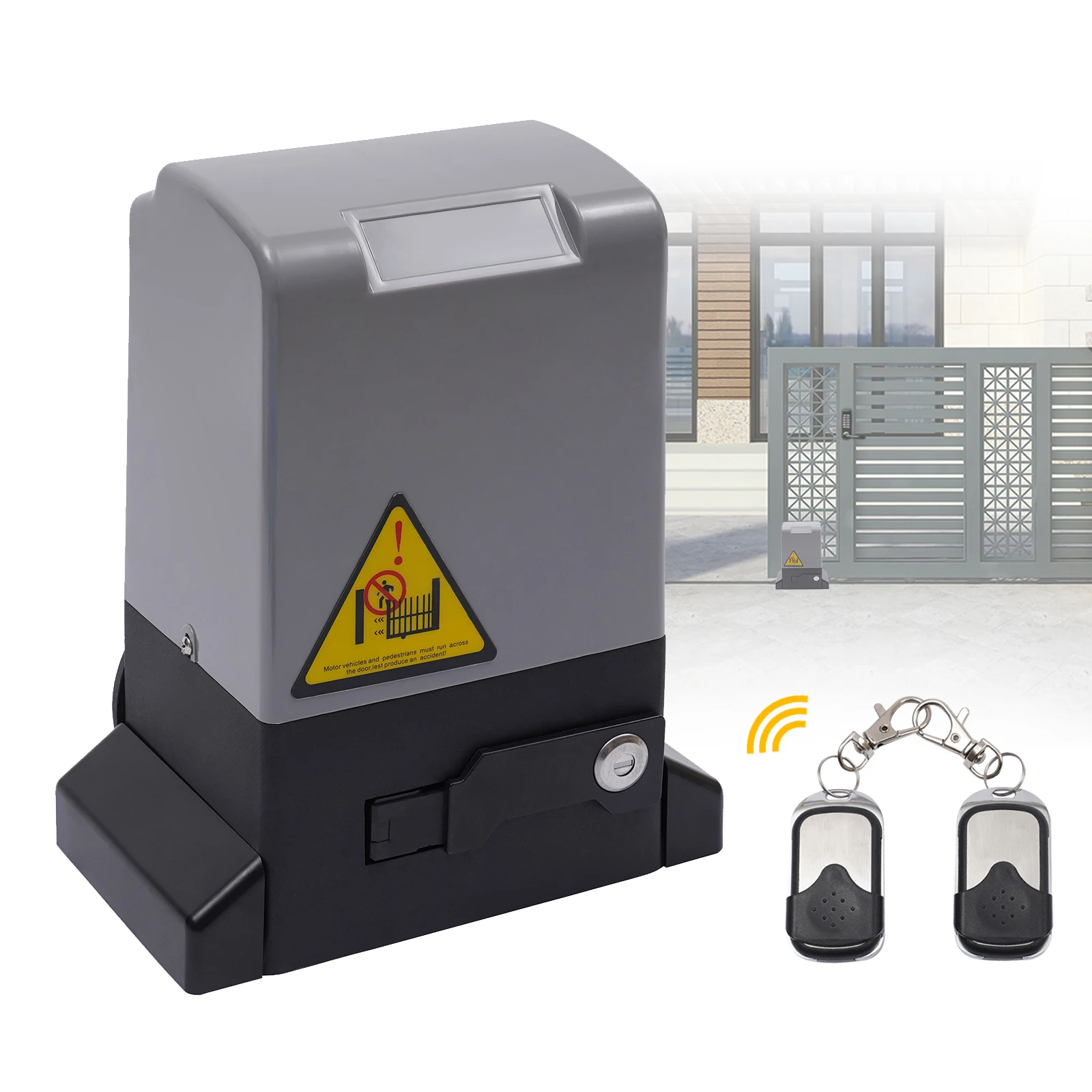 370W Electric Automatic Sliding Gate Opener 1322 lbs w/ Motor Remote Control Kit 1400r/min