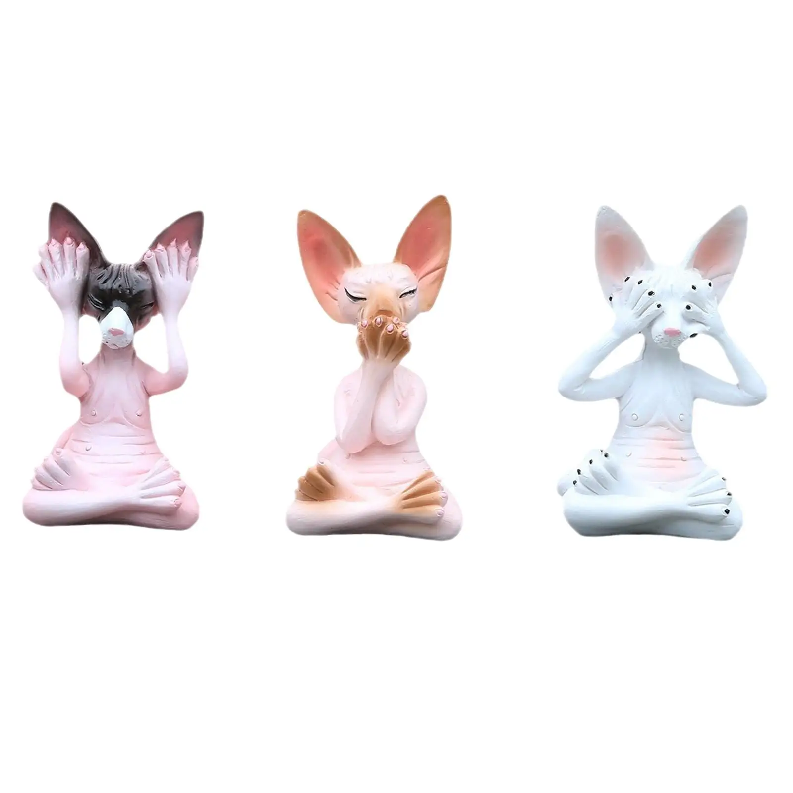 3x Sphynx Cat Statue Decorative Friend Gift Collecting Home Decor Table Ornament for Indoor Cabinet Office Entrance Living Room