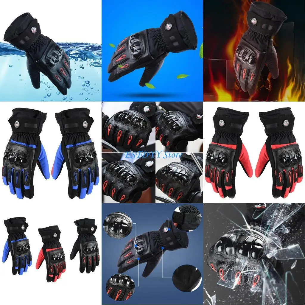 

G6DE Winter Warm Waterproof Touchscreen Motorcycle Gloves Hard for Protection