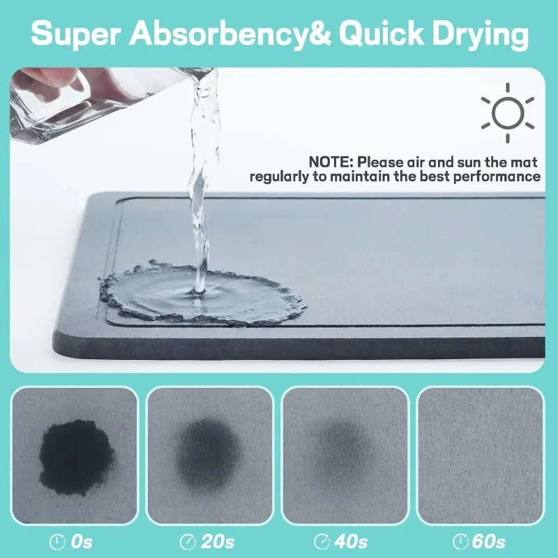 Dish Drying Rack with Stone Drying Mat, 2 Tier/Quick-Drying/Stainless/Super Sturdy/Space-Saving, Dish Strainers for Kitchen