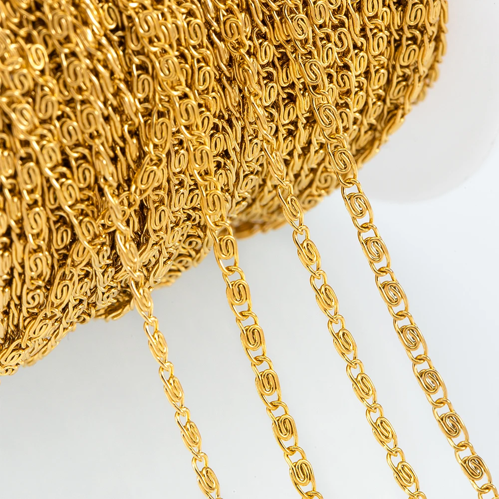 New 1M Gold Color Steel Color Diverse Style Stainless Steel Flat Cable Chains Necklace Bracelet for Jewelry DIY Making Supplies