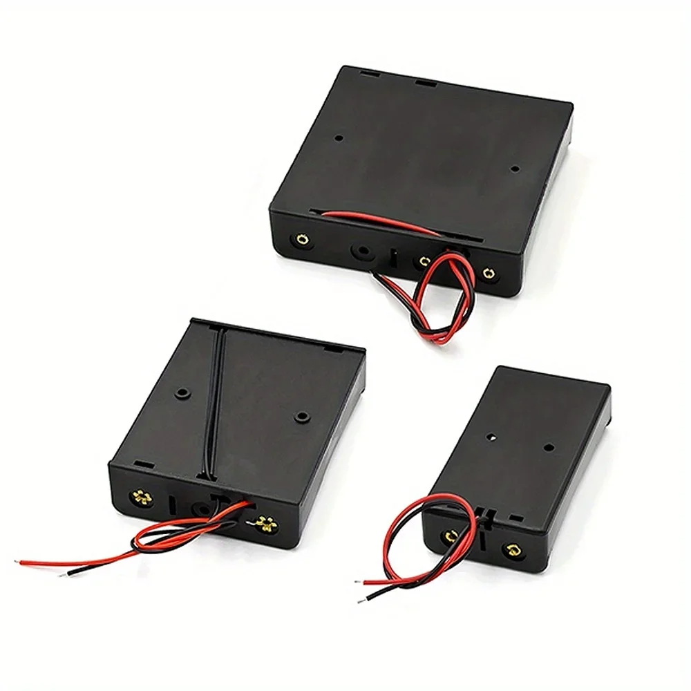 1pc 18650 Battery Box Lithium Battery 1/2/3/4 Black Plastic 18650 Series Connection Battery Holder With Cord Battery Box