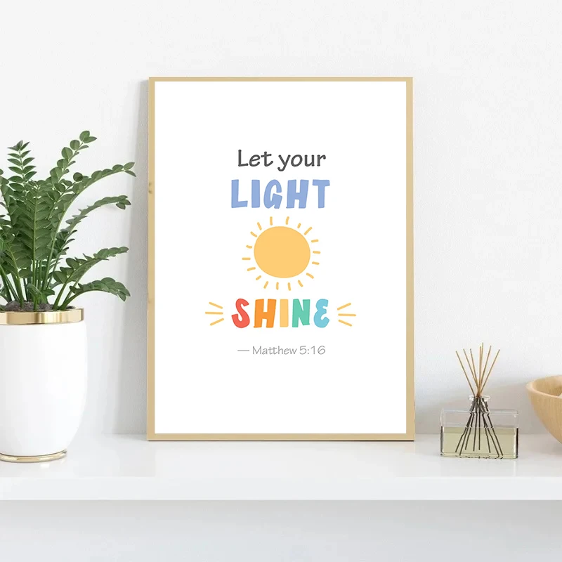 أطفال الكتاب المقدس الآية الكتاب المقدس الملصقات يطبع قماش اللوحة التعليم المسيحي جدار صورة فنية الكنيسة الأحد مدرسة ديكور المنزل