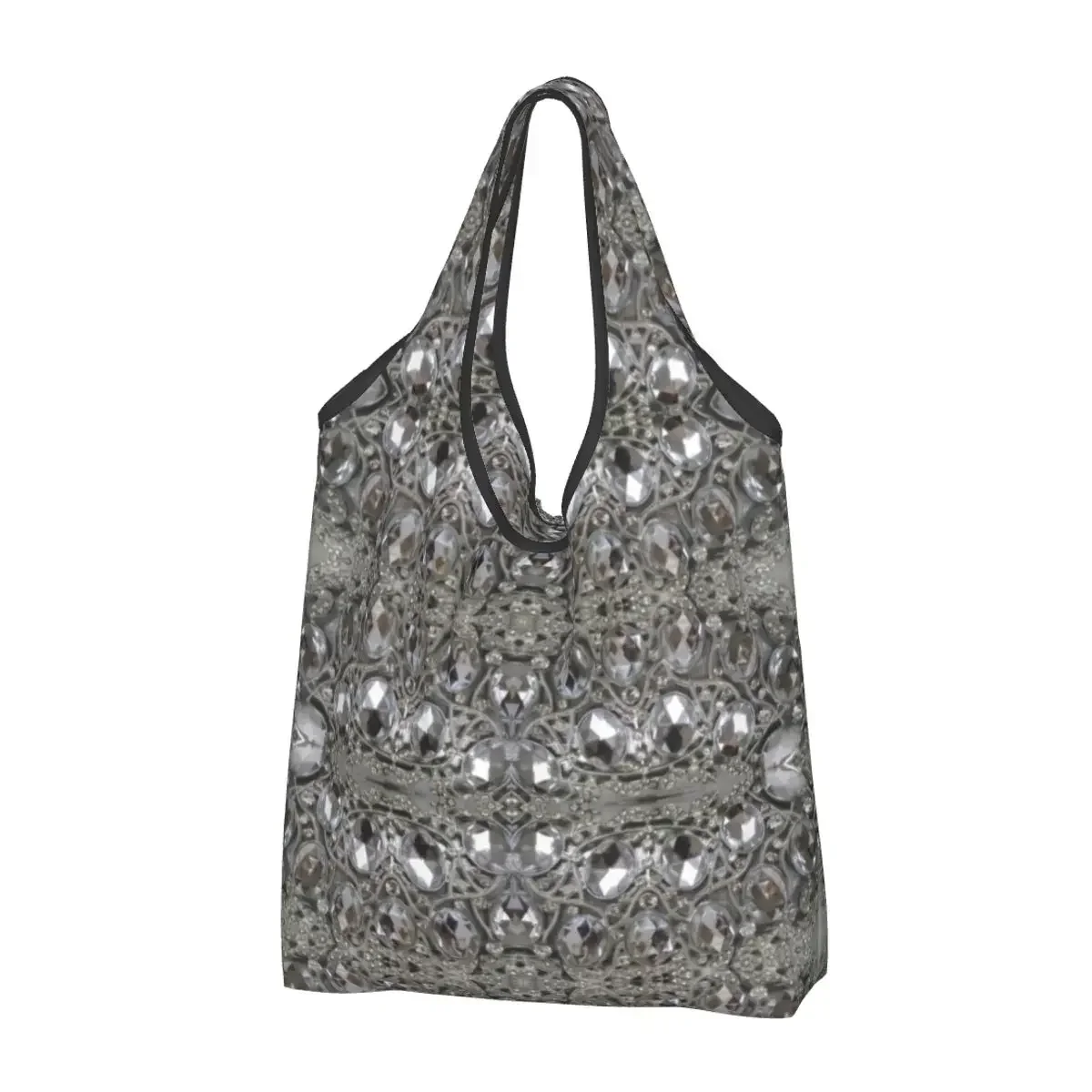 

Trendy Pretty Rhinestone Groceries Shopping Bags Kawaii Shopper Shoulder Tote Bag Diamonds Jewelry Handbag