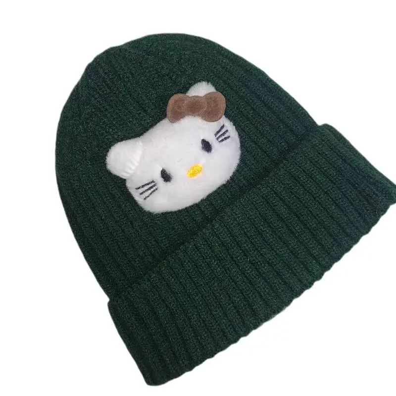يمكن تخصيص قطط الرسوم المتحركة الجديدة من Miniso مع القبعات المحبوكة DIY القبعات الباردة الخريف والشتاء قبعات الصوف الدافئة للرجال والنساء