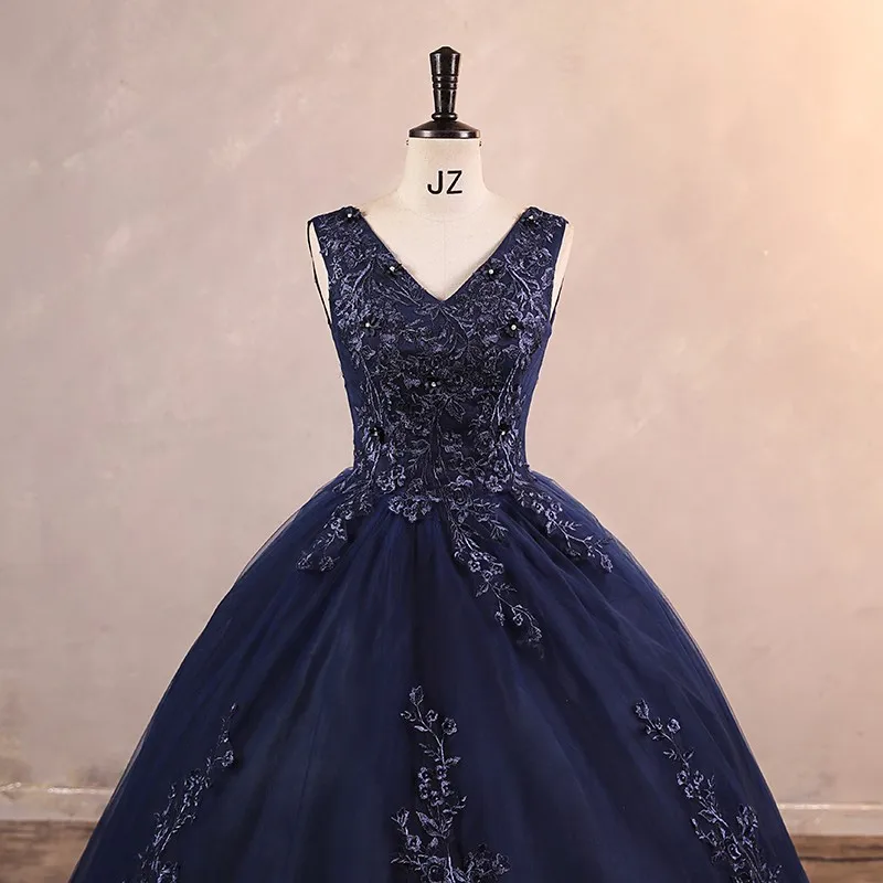 Sonhar Vestidos nowa nowoczesna sukienka na imprezę ciemna niebieskie sukienki Quinceanera klasyczna suknia balowa prawdziwe zdjęcie suknia wieczorowa niestandardowy kolor