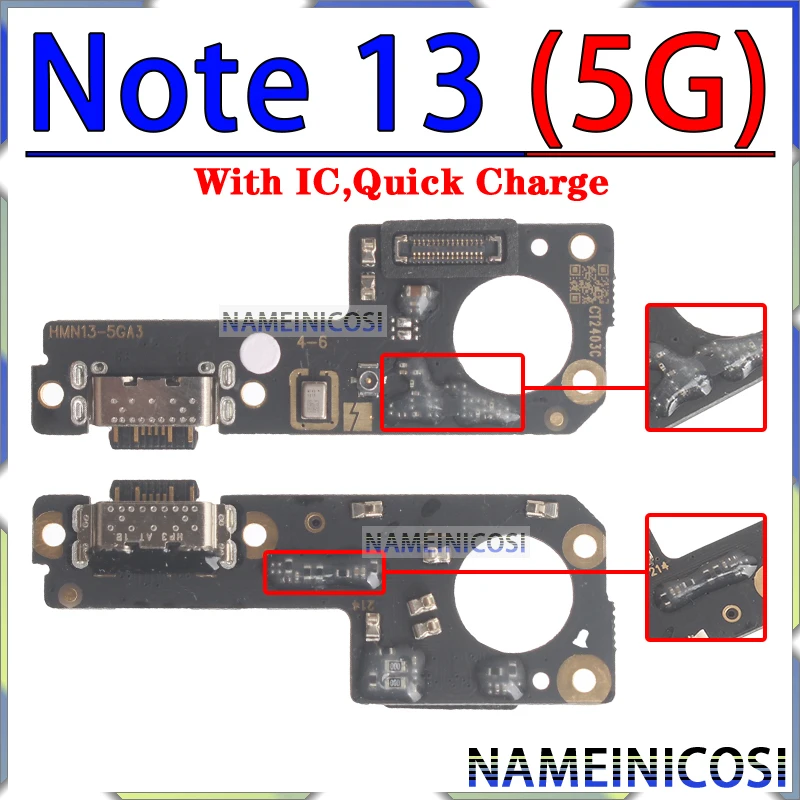 Usb Dock Charger Connector for Xiaomi Redmi Note 12 12S 13C Pro Plus + 4G 5G Charging Board Flex Ports Module