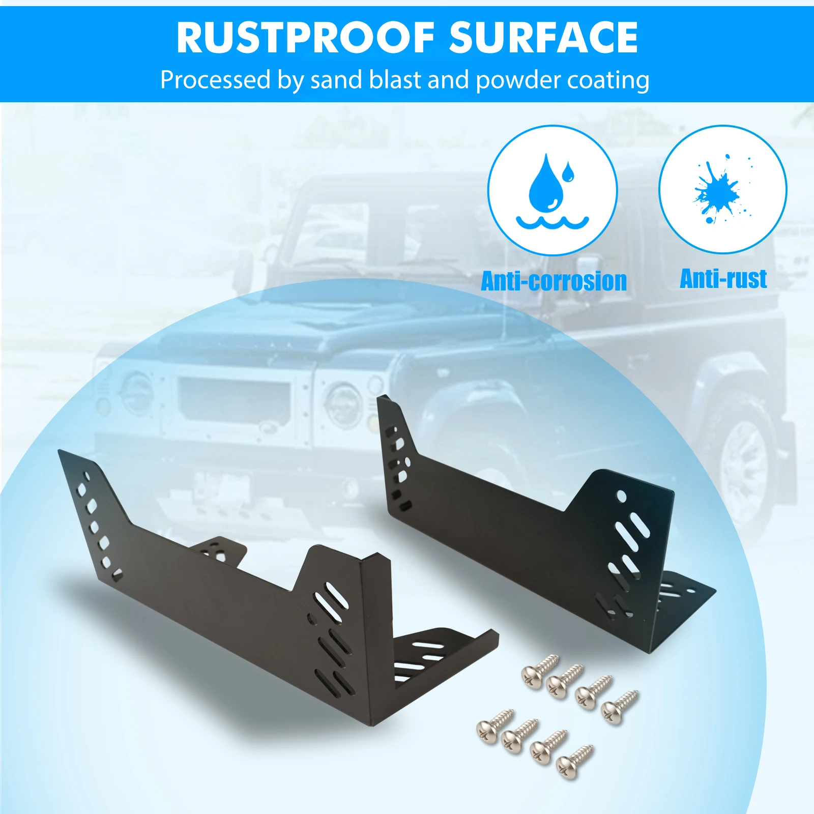 (EU-Lagerbestand) Eckteppich-Mattenschutz aus Stahl für Sitzkasten, passend für alle Land Rover Defenders bis 1987. – Detail 2