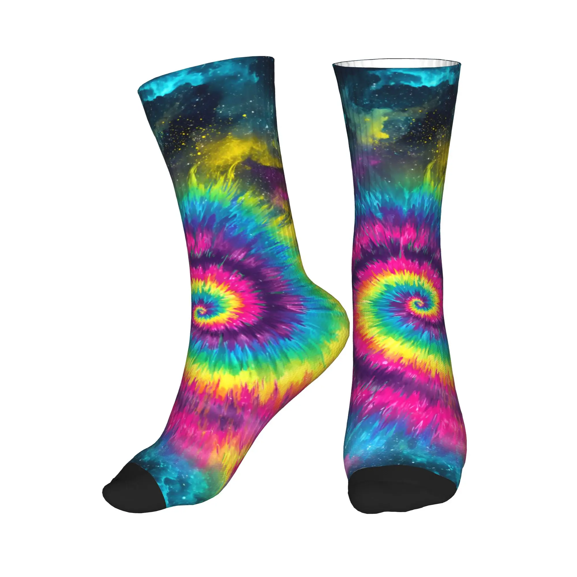 

Novelty Print Colorful Tie Dye Rainbow Art Socks for Women Men Stretchy Summer Autumn Winter Crew Socks