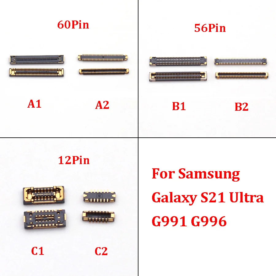 USB 충전기 신호 안테나 LCD 스크린 FPC 플러그 커넥터, 삼성 갤럭시 S21 울트라 플러스 G996 G991 보드 12 56 60 핀, 2-50 개