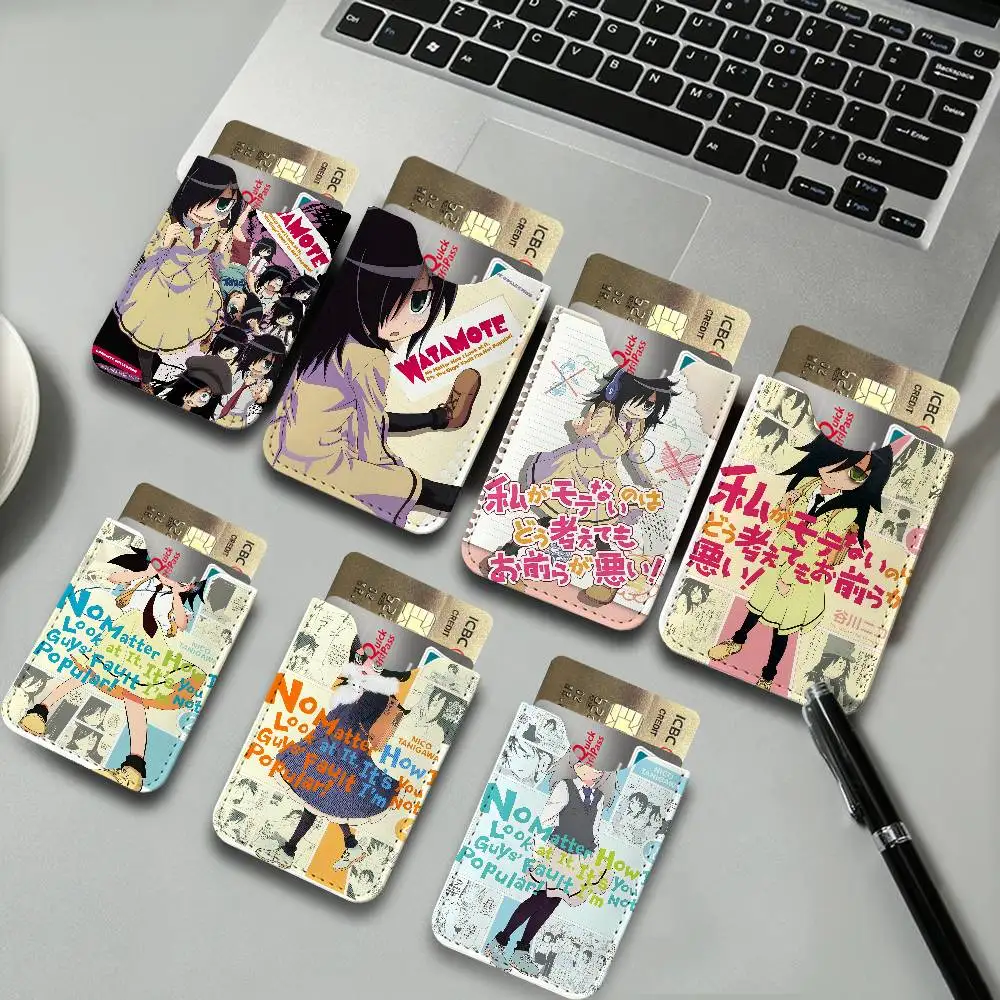 Anime W-Watamote Kuroki Tomoko PU Leather Cardholder Ultra Slim Credit ID Card Organizer Lightweight Business Card Holder