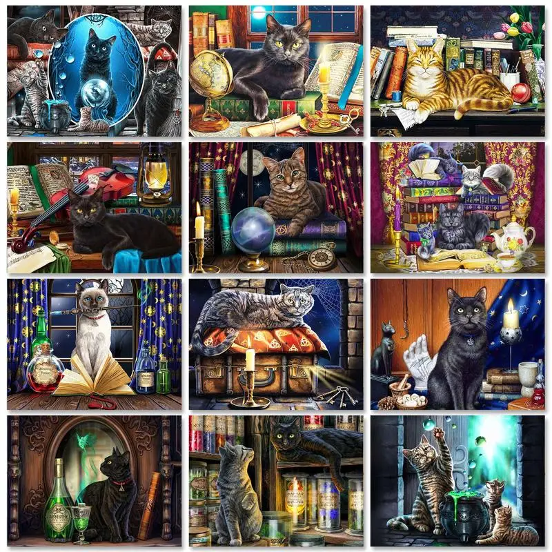 

GATYZTORY Acrylic Paint By Numbers With Frame Coloring By Numbers Book Cat DIY Set Home Decor Picture Drawing On Canvas