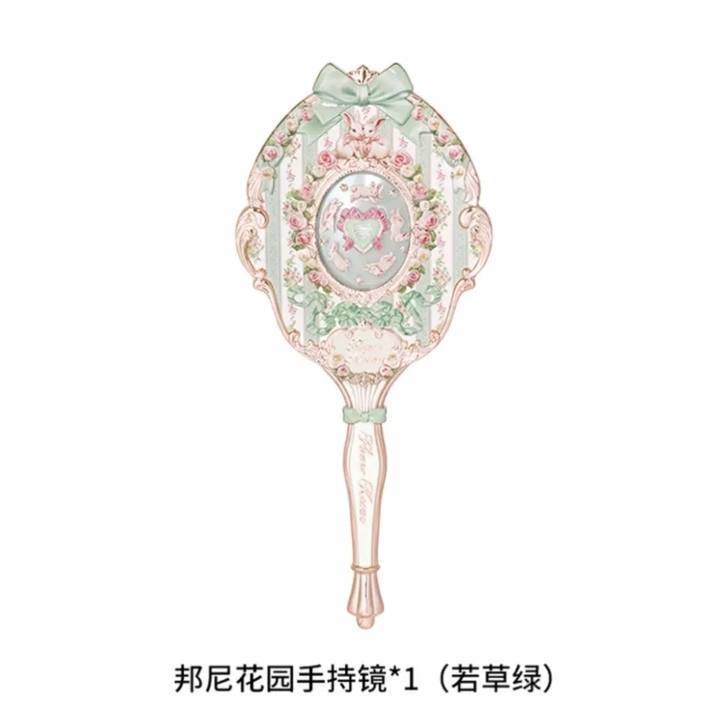 Flower Knows Bunny Garden Grass green Hand Mirror  Cosmetic Makeup Mirror Pink Green Cute Gift