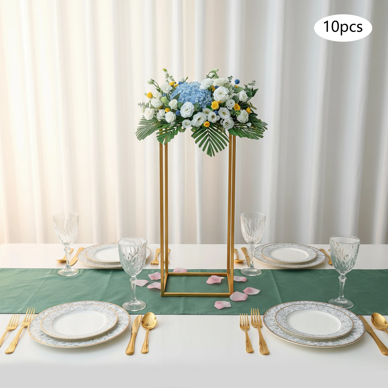 

10-Piece Gold Flower Stand Set with 19LB Capacity, Modern DIY Display for Wedding & Home Decor