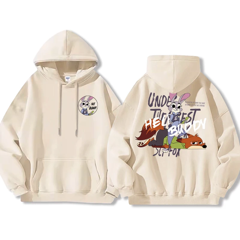 Disney Zootopia Judy and Nick Cartoon Anime Printing Men's and women's hoodies Autumn and Winter Couple Clothes Hoodies