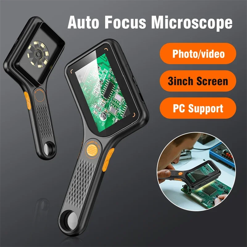

Handheld USB Digital Microscope 3.0 inch Big Screen Autofocus Digital Magnifying Glass 500x 2MP for Electronics Repair PCB Watch