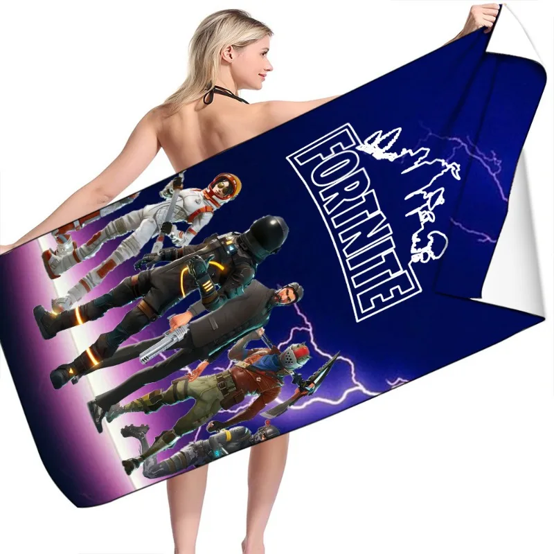 Fortnite 비치 타월 마이크로 화이버 목욕 타월 소년 소녀 소프트 웨어러블 만화 입욕 비치 스파 목욕 가운 워시 의류 빠른 건조