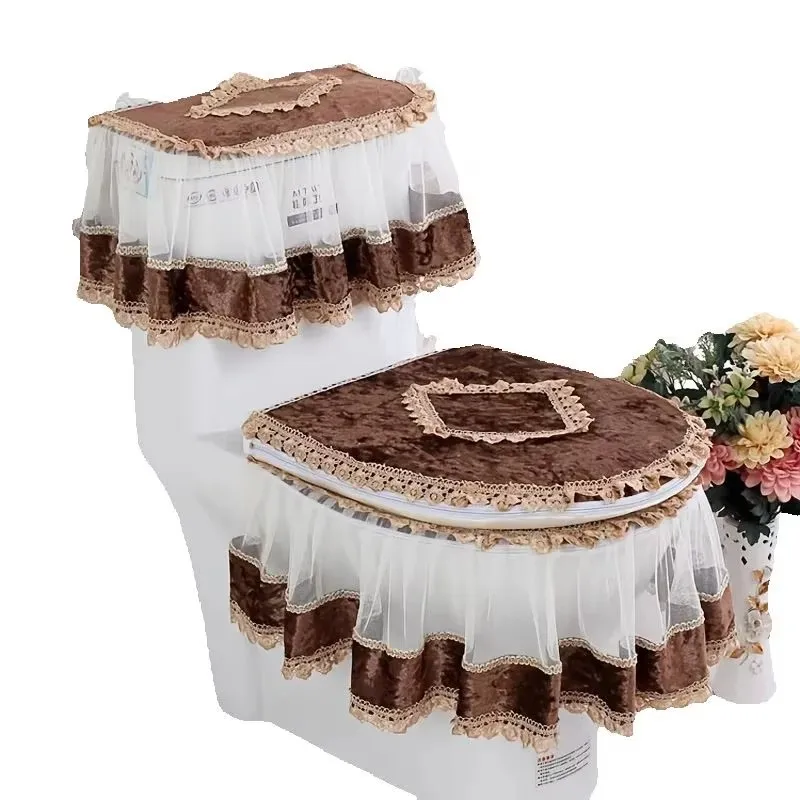 

Комплект чехлов для унитаза в европейском стиле: моющийся чехол-кольцо для унитаза с кружевом, декор для дома и ванной комнаты, пылезащитный чехол для крышки унитаза