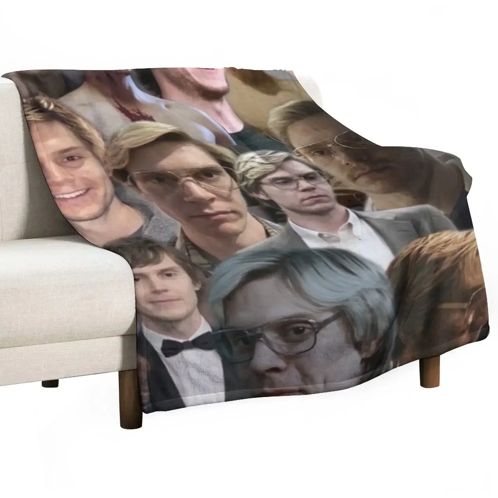 evan peters photo collage high quality Throw Blanket Quilt Plaid on the sofa Moving Luxury Designer Travel Blankets