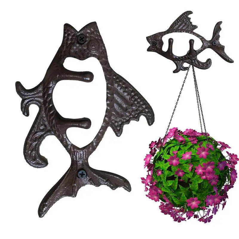 Home Decor Cast Iron Decorative Wall Hooks Fish Bone Shape Key Hanger Pastoral Vintage Series Coat Hook Bar Decoration Adornment