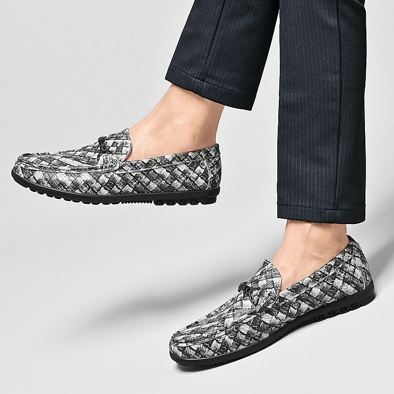 

Мужские туфли-бобы, осень 2023, новинка Lazy One Foot, повседневная обувь в клетку, модный тренд, низкие кеды, большие размеры, обувь Le Fu