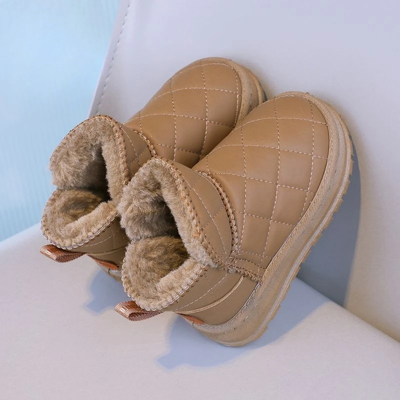 

Детские зимние зимние ботинки, стильные теплые хлопковые ботинки на флисовой подкладке для мальчиков и девочек, модные нескользящие повседневные ботинки до середины икры