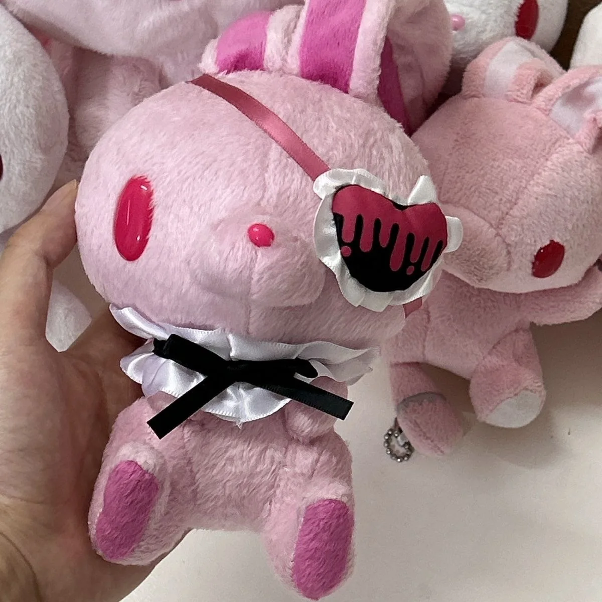 

Kawaii Gloomy Bear Rabbit Pink Bear Gothic Eye Mask Cute Sitting Posture Basic Pendant Toy Bag Accessories Keychain Decor Gifts