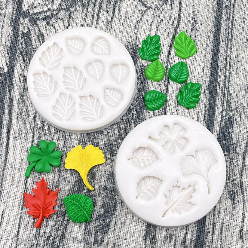 Ginkgo Maple Four Leaf Clover Silicone Sugarcraft Mold Resin Tools Cupcake Baking Mold Fondant Cake Decorating Tools