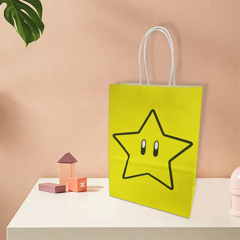 Super Mario Cartoon Tote Gift Bag Handbag Kraft Paper Party Cartoon Anime Character Mario Yoshi Party Supplies Birthday Gifts