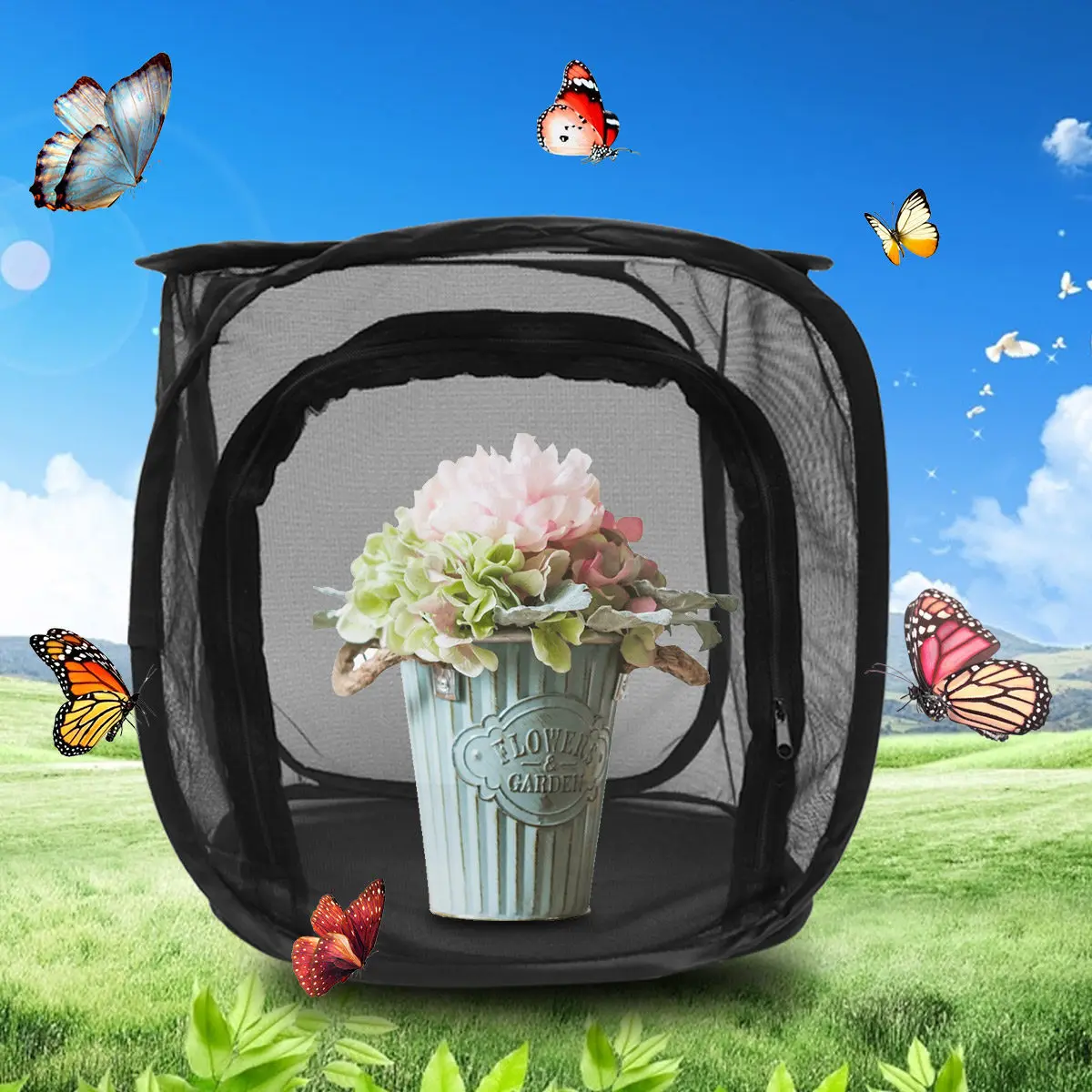 1Pcs Foldable Insect Cage Net for Kids Outdoor Nature Observation Gardening Exploration Box Insect Proof 30x30cm