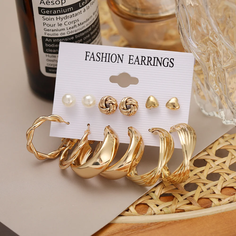 Vintage Metal Twisted Rope Knot Stud Earrings Fashion Hollow Butterfly Leaf Earrings Women\'s Versatile Big Set Jewelry Gift 2025