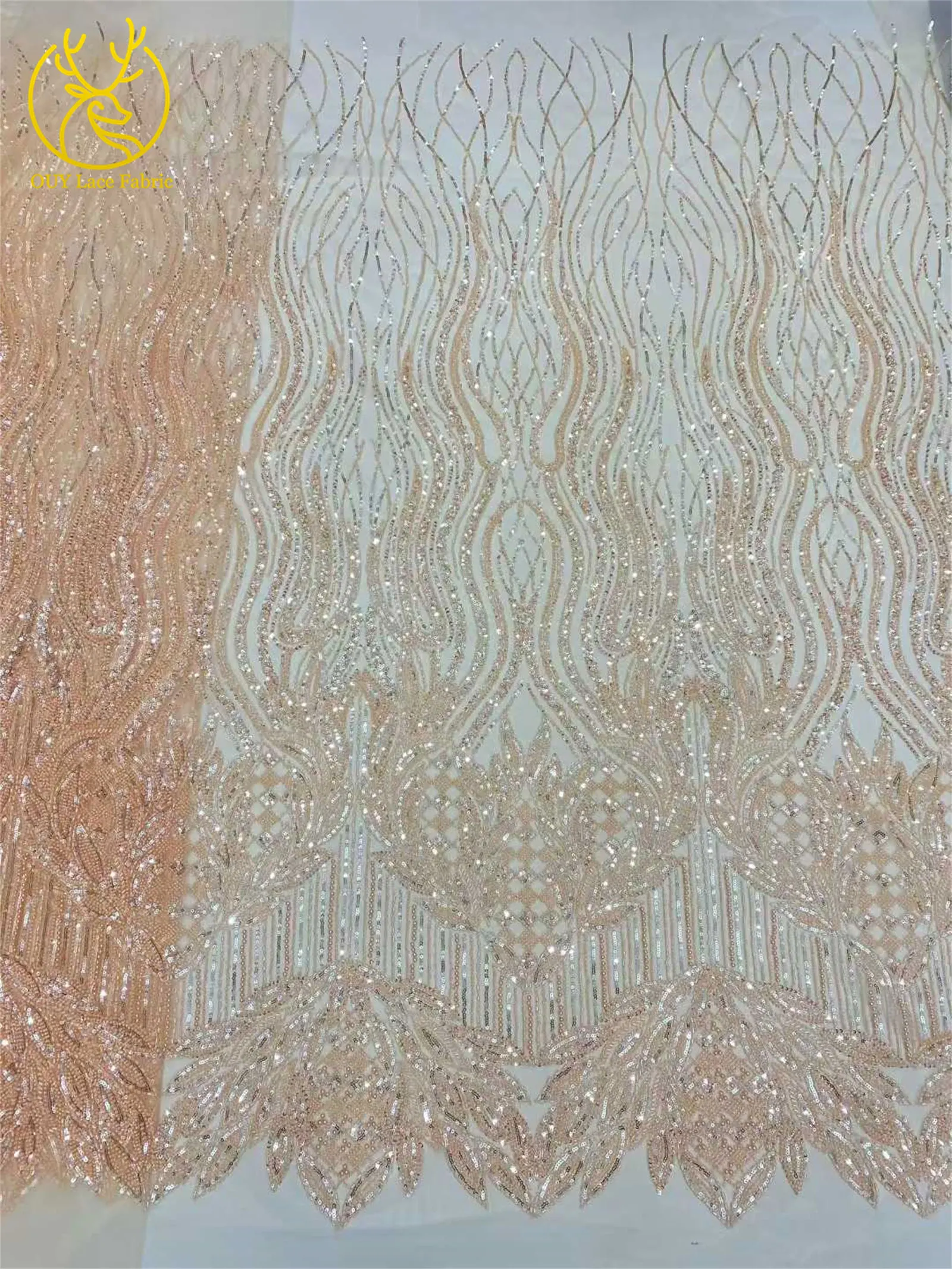 Eleganter Afrikanischer Pailletten-Perlen-Spitzenstoff 2026 Hochwertige Nigerianische Französische Bräutigam-Stickerei Tüll-Spitzenstoff für Braut und Hochzeit – Detail 8