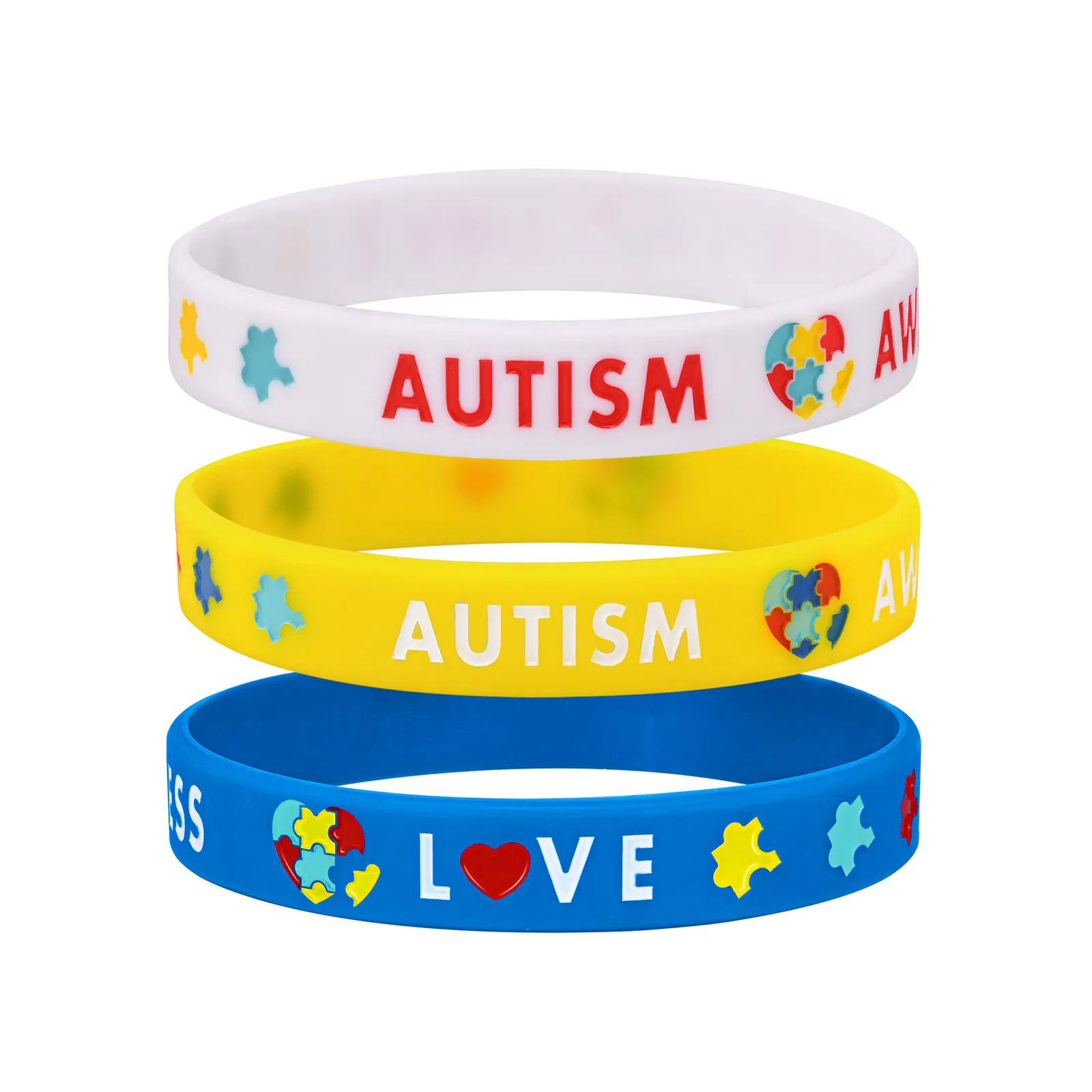 

Alert Autism Silicone Bracelet,Colorful Autism Awareness Puzzle Silicone Wristbands,Daily Reminder Rubber Bracelets&Bangles Gift