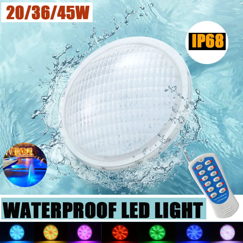 RGB Pool Light AC12V 20/36/45W IP68 Underwater Warm White Led Lamp Waterproof Pond Lights Swimming Spotlight Lighting