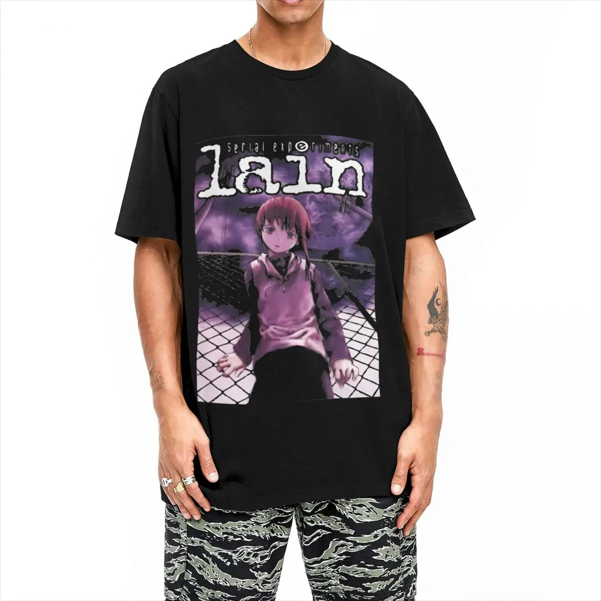 Serial Experiments Lain Poster Classic T-Shirts Men Women Vintage Cotton Round Collar Short Sleeve T Shirt Plus Size Clothing