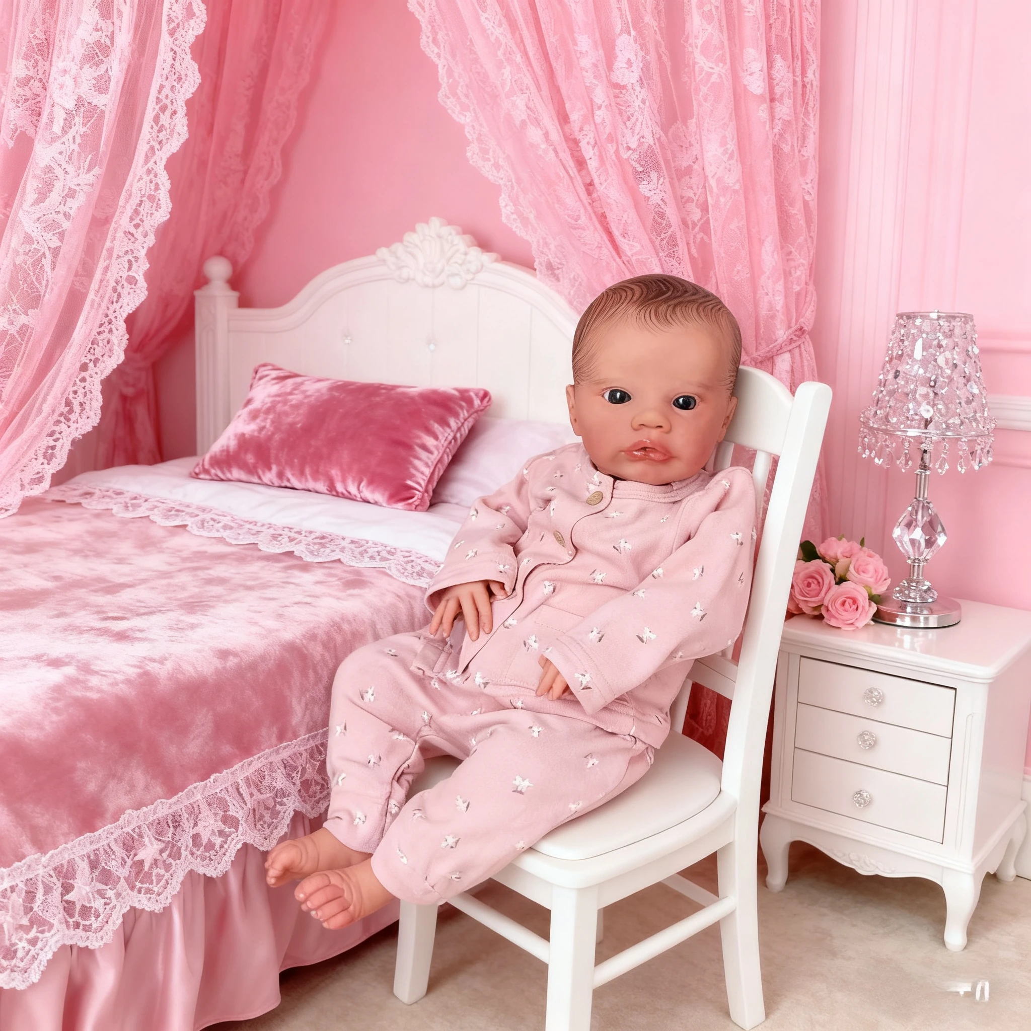 NPK 18''3D Painted Skin Visible Reborn Baby Primrose Awake Cotton Body Lifelike Baby Collectible Lifelike Art Doll Gift