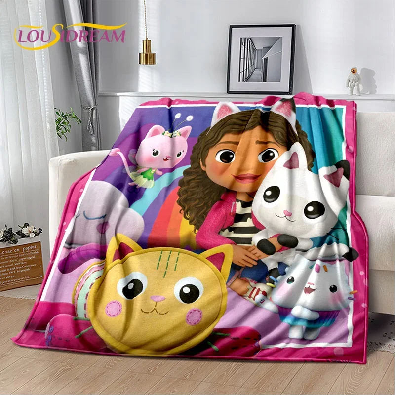 Cute Gabbys Dollhouse Cartoon Blanket,Soft Throw Blanket for Home Bedroom Bed Sofa Picnic Travel Office Rest Cover Blanket Gift