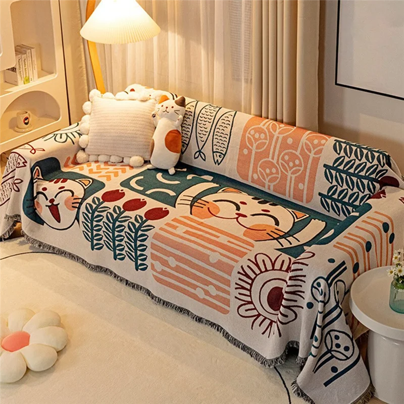 A44F-夏用ユニバーサルソファカバー布製ソファクッションカバーブランケットシングルユニバーサルオールシーズン