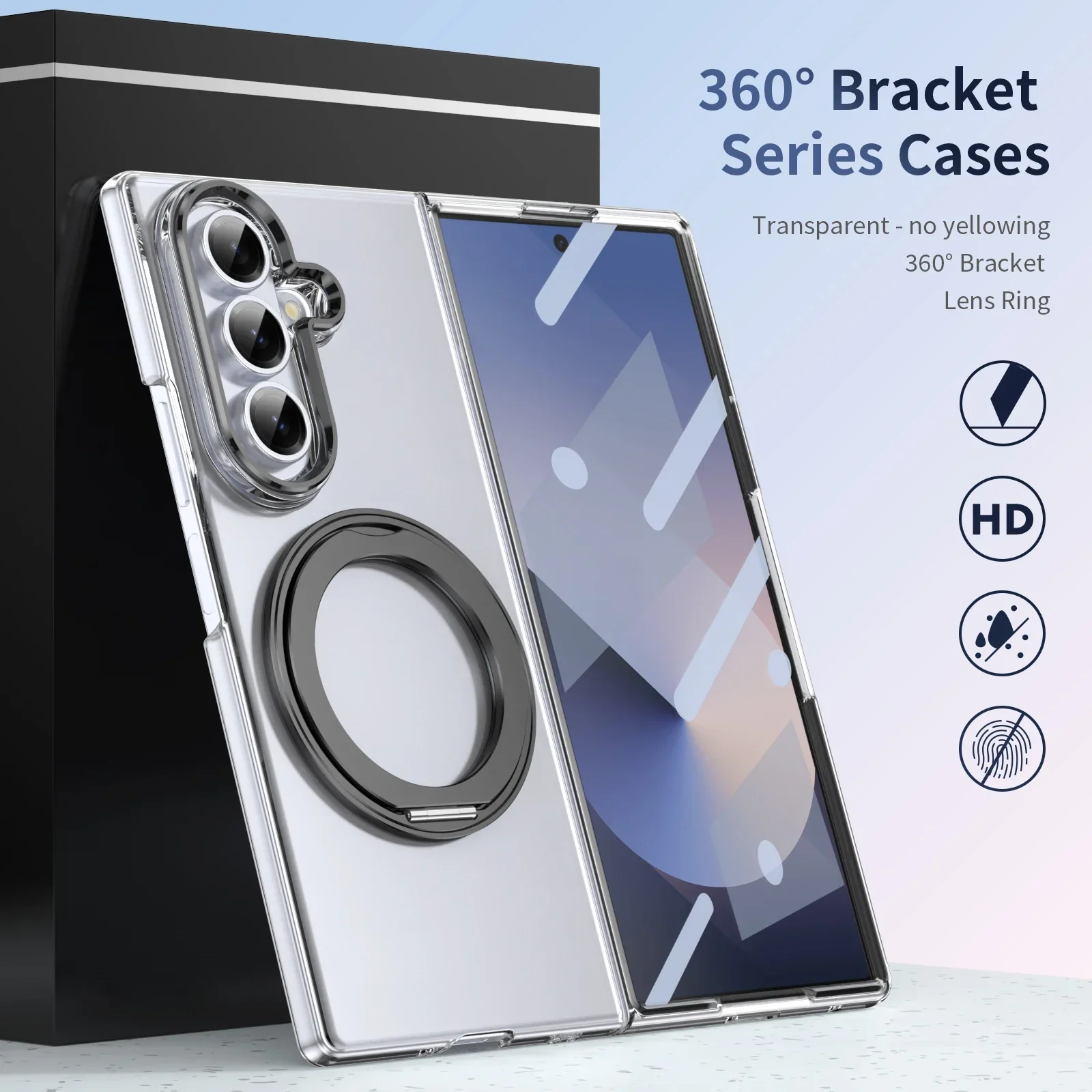 360 Rotating Magnetic Kickstand Case for Samsung Galaxy Z Fold 8 Ultra 7 6 with Built-in Screen Protector Shockproof Stand Cover