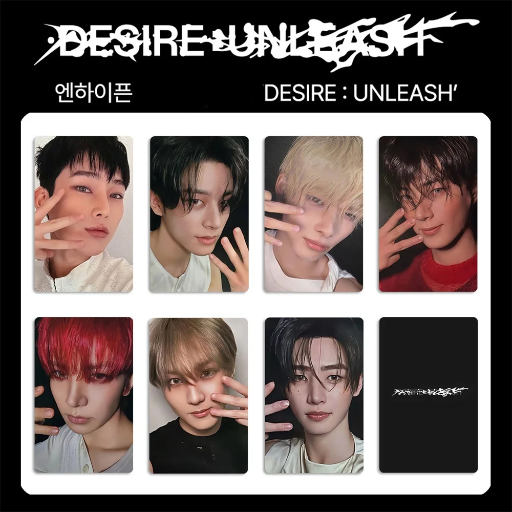 KPOP Idols 7 قطعة/المجموعة/المجموعة DESIRE UNLEASH HD بطاقات الصور JUNGWON HEESEUNG JAKE JAY SUNOO SUNGHOON مزدوجة الجانبين بطاقات LOMO هدية المشجعين