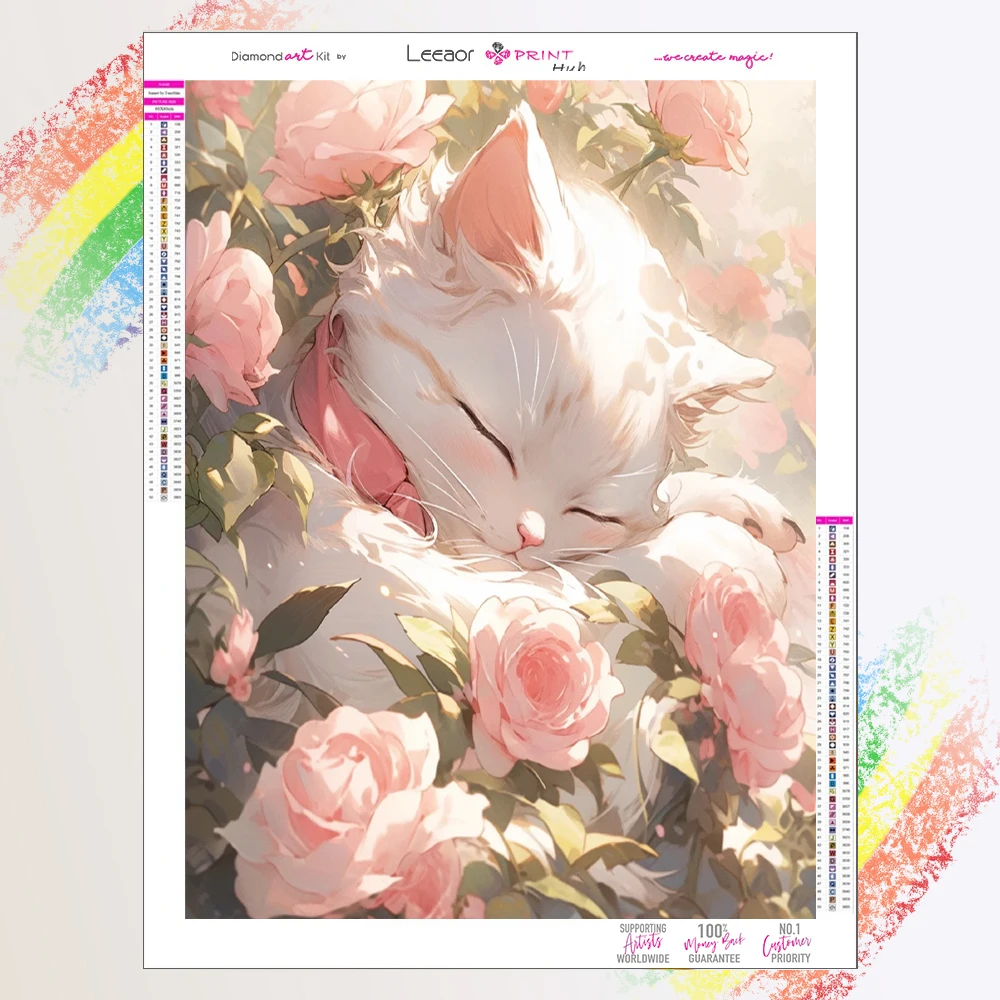 5d Diamond Painting Garden Cute Cat Rose Full Diamond Mosaic Embroidery Cross Stitch Kits Home Decorations Gift For Kids 보석십자수