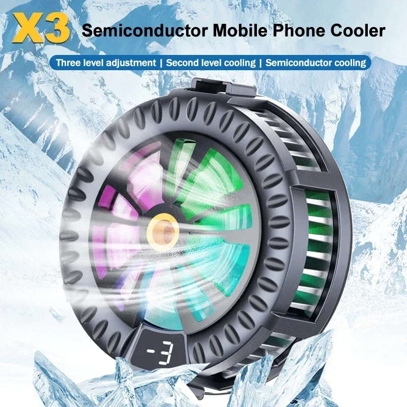 

X3 Magnetic Back Clip 2 IN 1 Mobile Phone Semiconductor Cooling Fan Radiator for IOS Android PUBG 3 Gears Adjustable Game Cooler