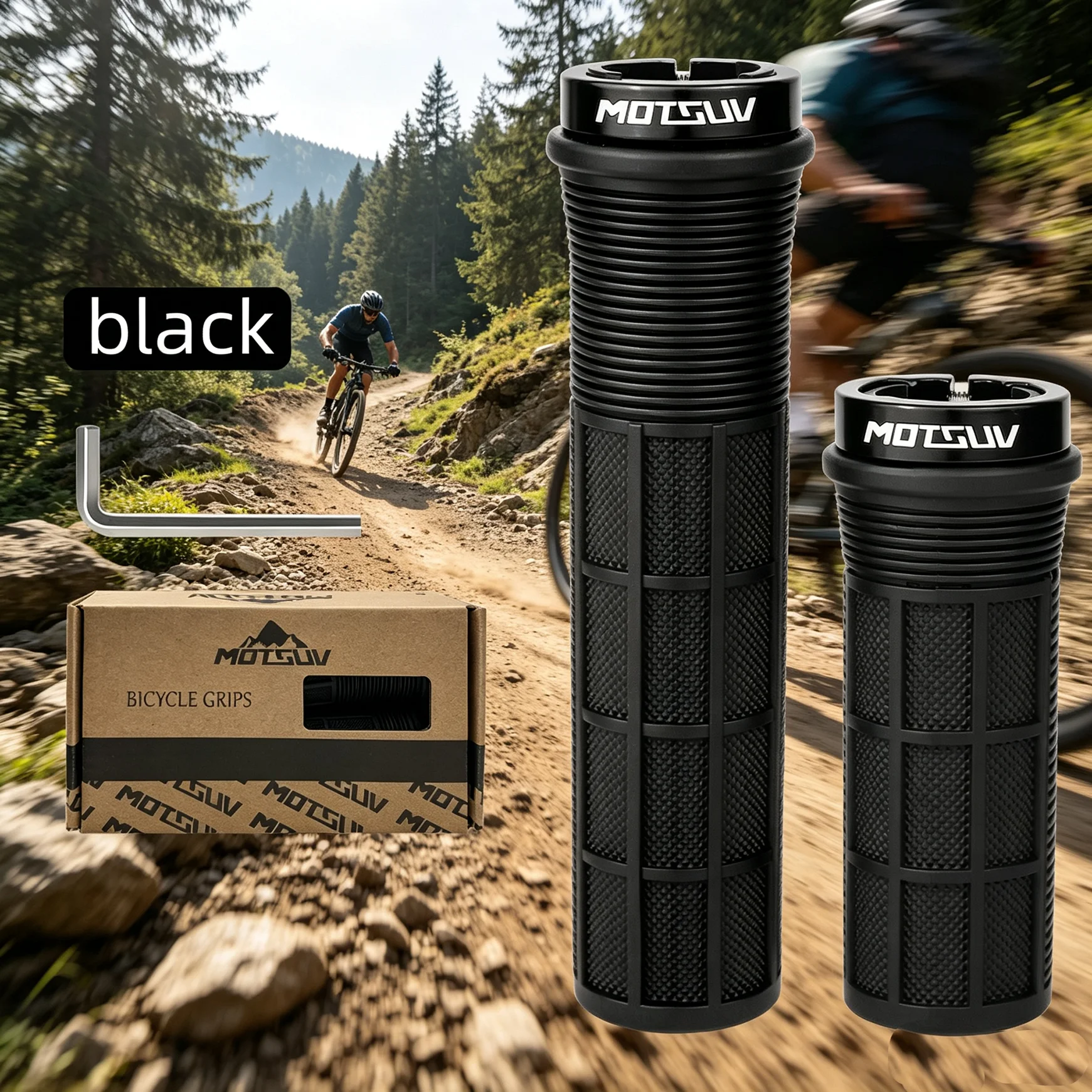 MOTSUV Mountain Bike Handlebar Grip, Long and Short Aluminum Ring, Locking Bar End, Shifter Twist Grip, Cyclist Handlebar, Foldi