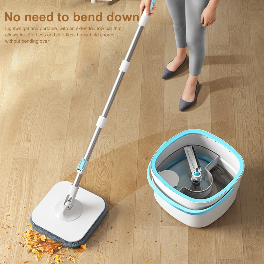 

Spin Mop and Bucket Set with 4 Microfiber Mop Pads Separation Dirty and Clean Water Home Cleaning Spinning Mops